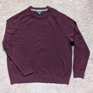 NWOT Lands End Mens XXL 100% Lamswool Sweater Crew Neck Maroon Burgundy Classic